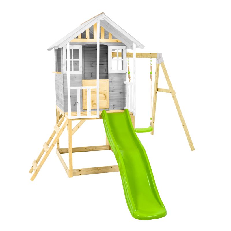 Zwerkules Kinder Spielhaus Holz, Valli mit Rutsche & Schaukel