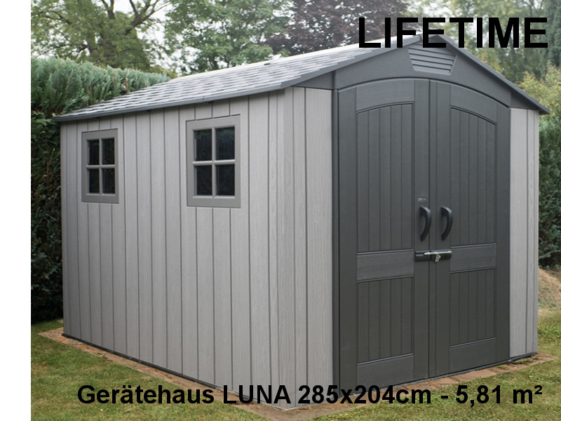 LIFETIME Gerätehaus Gartenhaus LUNA 285x204cm Kunststoff