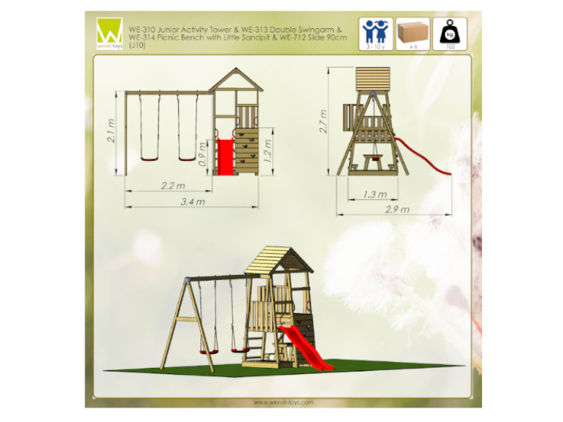 WENDI TOYS Spielturm FLAMINGO 340x290x270