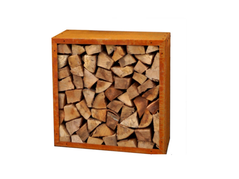 PRIMA TERRA Kaminholzregal-Bausatz "INFINITA" Metall Edelrost 78x78cm 35cm Tiefe