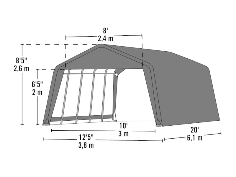 SHELTERLOGIC Weidezelt - Foliengarage 23 m² 380x610x260 cm GRÜN