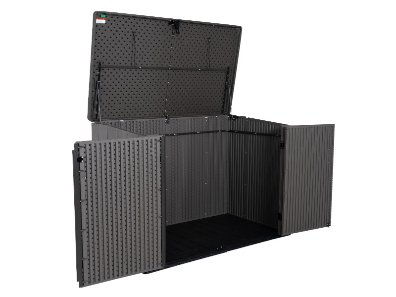 LIFETIME Gartenbox Mülltonnenbox Kunststoff 3x240l grau/braun