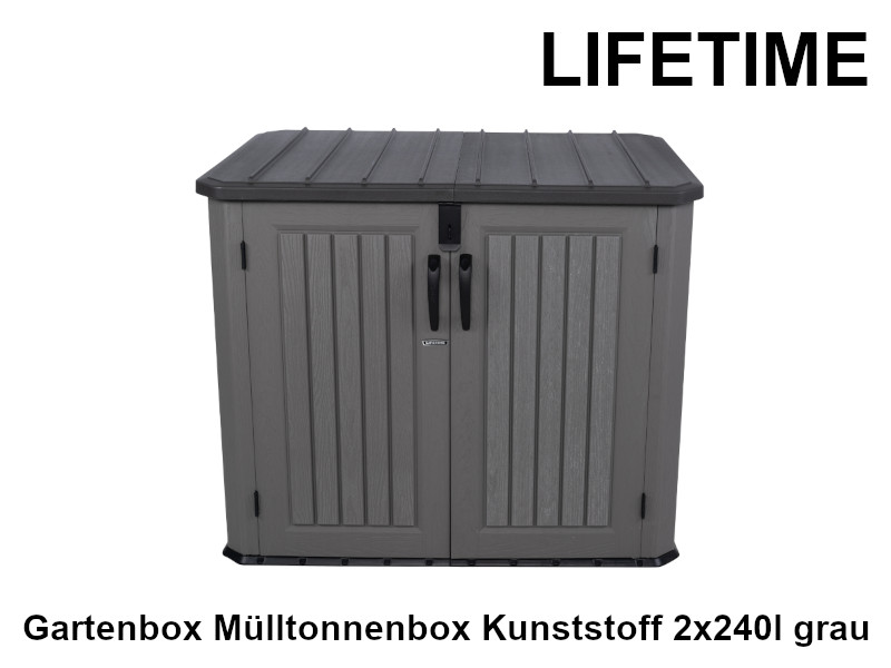LIFETIME Gartenbox Mülltonnenbox Kunststoff 2x240l grau