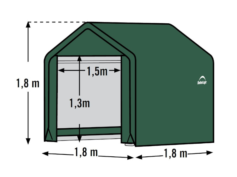 SHELTERLOGIC Gerätehaus Folienhaus 3,24m² 180x180x180 cm GRÜN