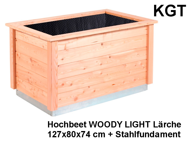 KGT Hochbeet WOODY LIGHT 127 x 80 x 74 cm Lärche + Stahlfundament