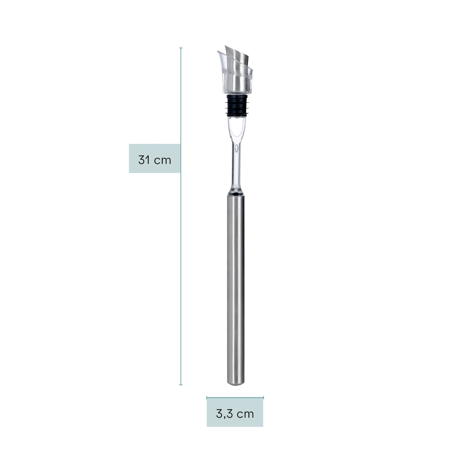 AdHoc Icepour IB07 Weinkühlstab mit Ausgießer & Kugelverschluss 31 cm Edelstahl