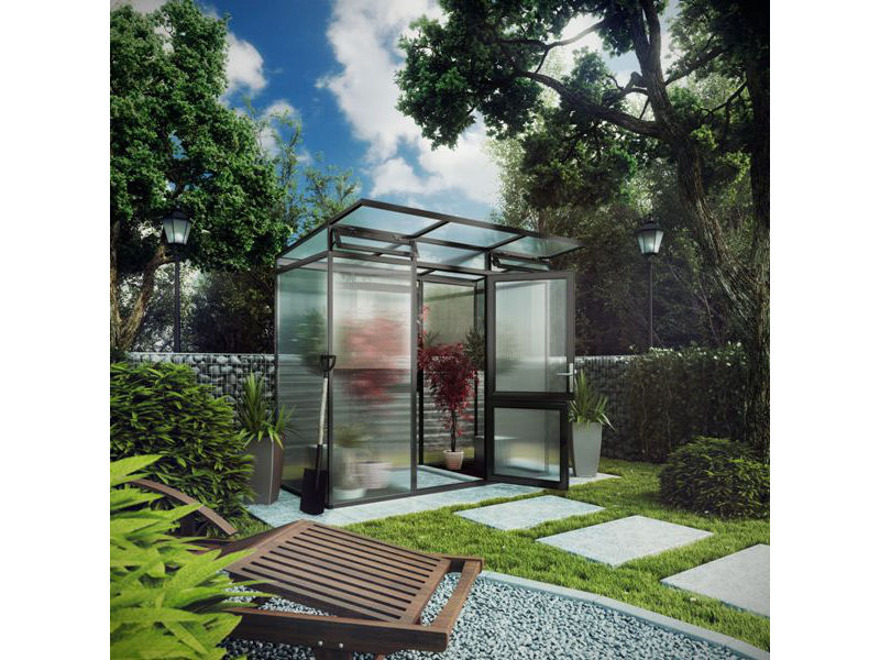 KGT Gewächshaus LINEA I Alu GRAU - 297 x 110 cm - 10mm Vergl.