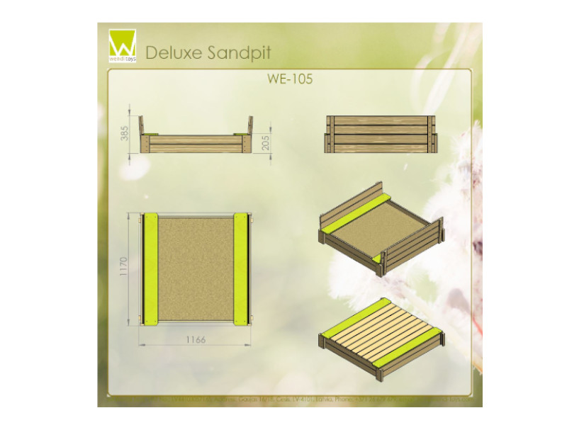 WENDI TOYS Sandkasten Deluxe 120x120x25