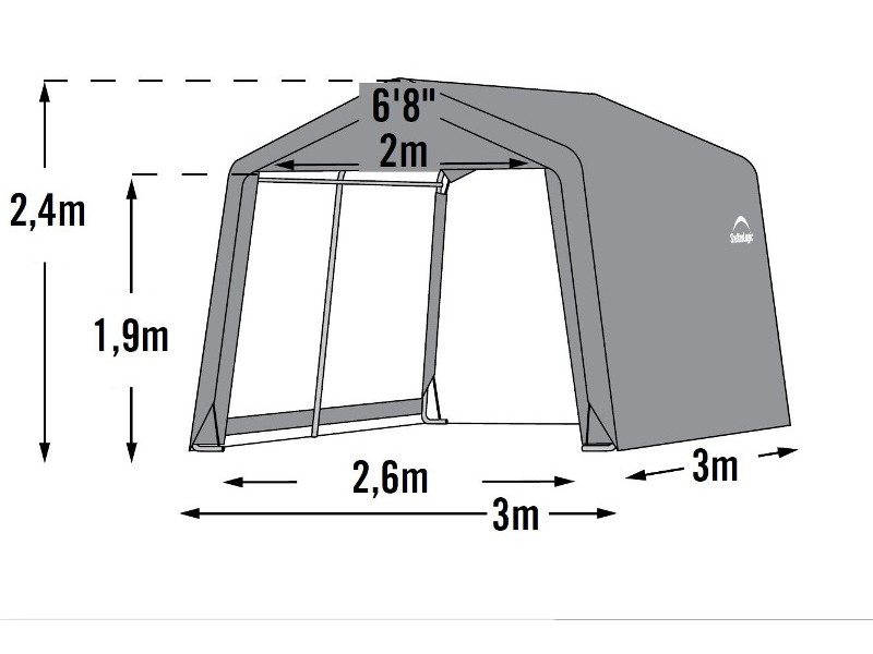 SHELTERLOGIC Gerätehaus Folienhaus in-a-BOX 9m² 300x300cm GRAU