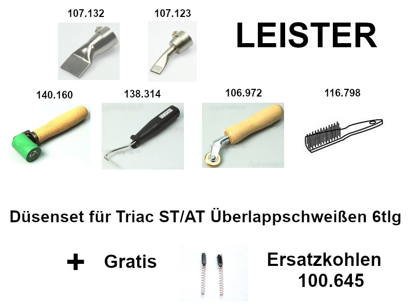 LEISTER Düsenset für Triac ST/AT Überlappschweißen 6tlg + GRATIS Ersatzkohlen (100.645)