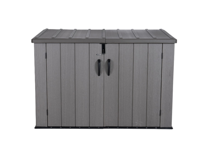 LIFETIME Gartenbox Mülltonnenbox Kunststoff 3x240l grau/braun