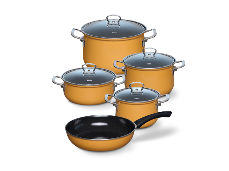 RIESS Email Kochtöpfe, Topfset 5-tlg ORANGE 0558-113