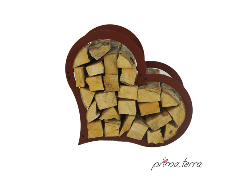 PRIMA TERRA Kaminholzregal "HERZ" Metall Edelrost 54x25 H52cm