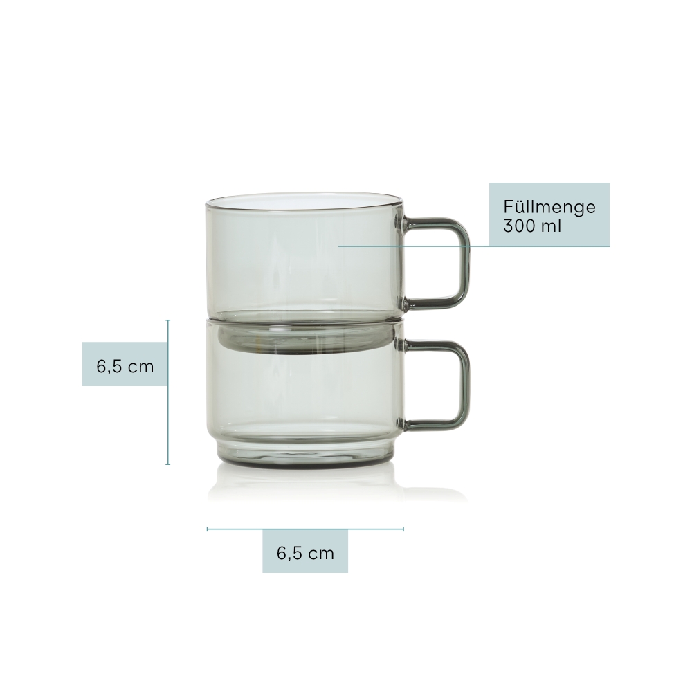 AdHoc Impact TK81 Tassen-Set 2-teilig 300 ml Borosilikatglas Grau