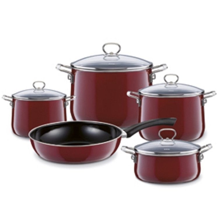 RIESS Nouvelle Extra Stark Emaille Topfset 5-teilig ROSSO 0558-008