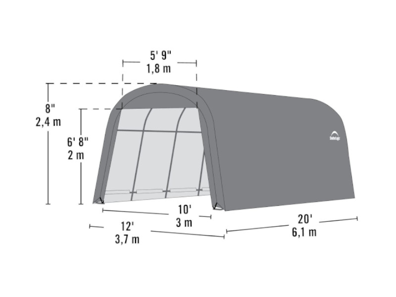 SHELTERLOGIC Folien Garage in-a-BOX 22,57m² 600x370cm GRAU