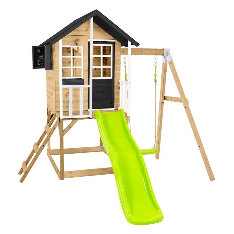 Zwerkules Kinder Spielhaus Holz, Holli mit Rutsche & Schaukel
