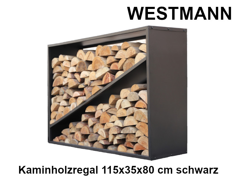WESTMANN Kaminholzregal 115x35x80 cm schwarz