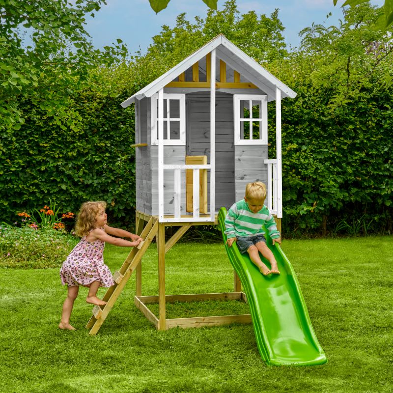 Zwerkules Kinder Spielhaus Holz, Valli mit Rutsche