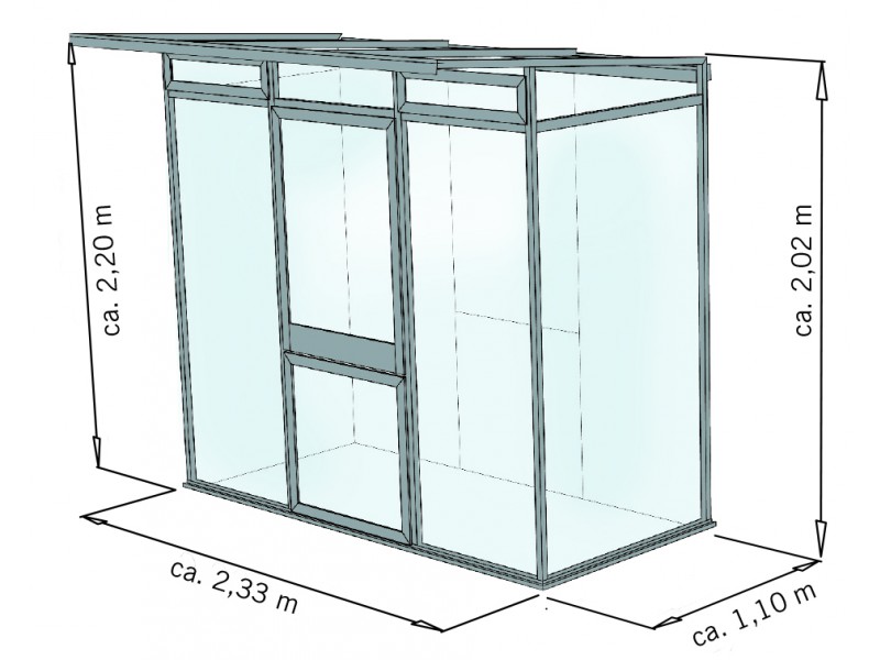 KGT Gewächshaus LINEA I Alu BLANK - 297 x 110 cm - 10mm Vergl.