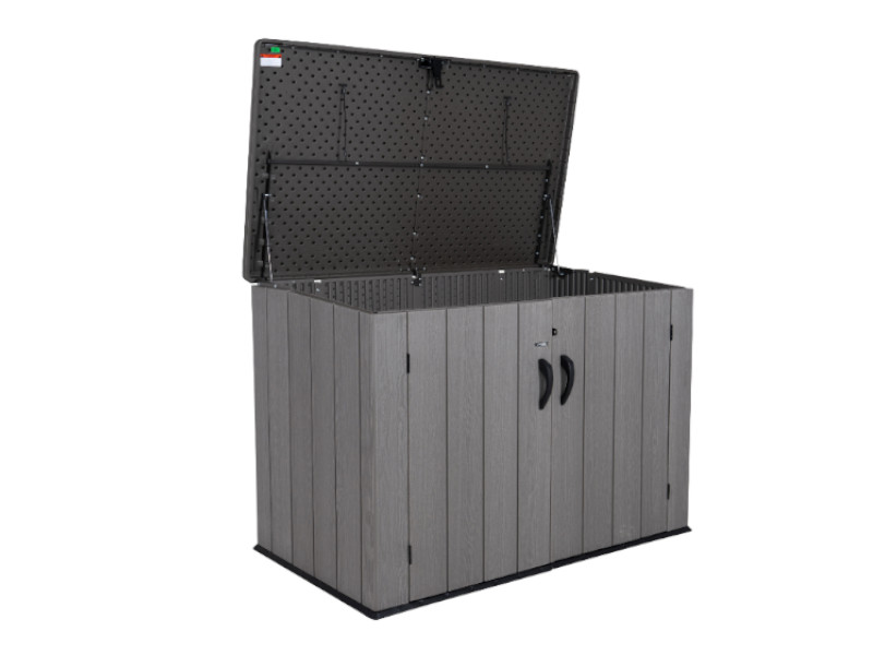 LIFETIME Gartenbox Mülltonnenbox Kunststoff 3x240l grau/braun
