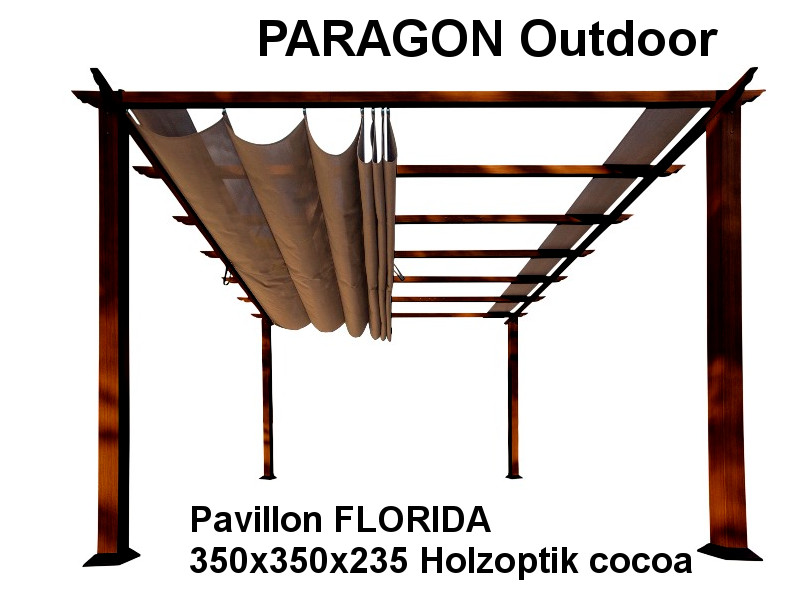PARAGON Outdoor Pavillon FLORIDA 350x350x235 Holzoptik cocoa