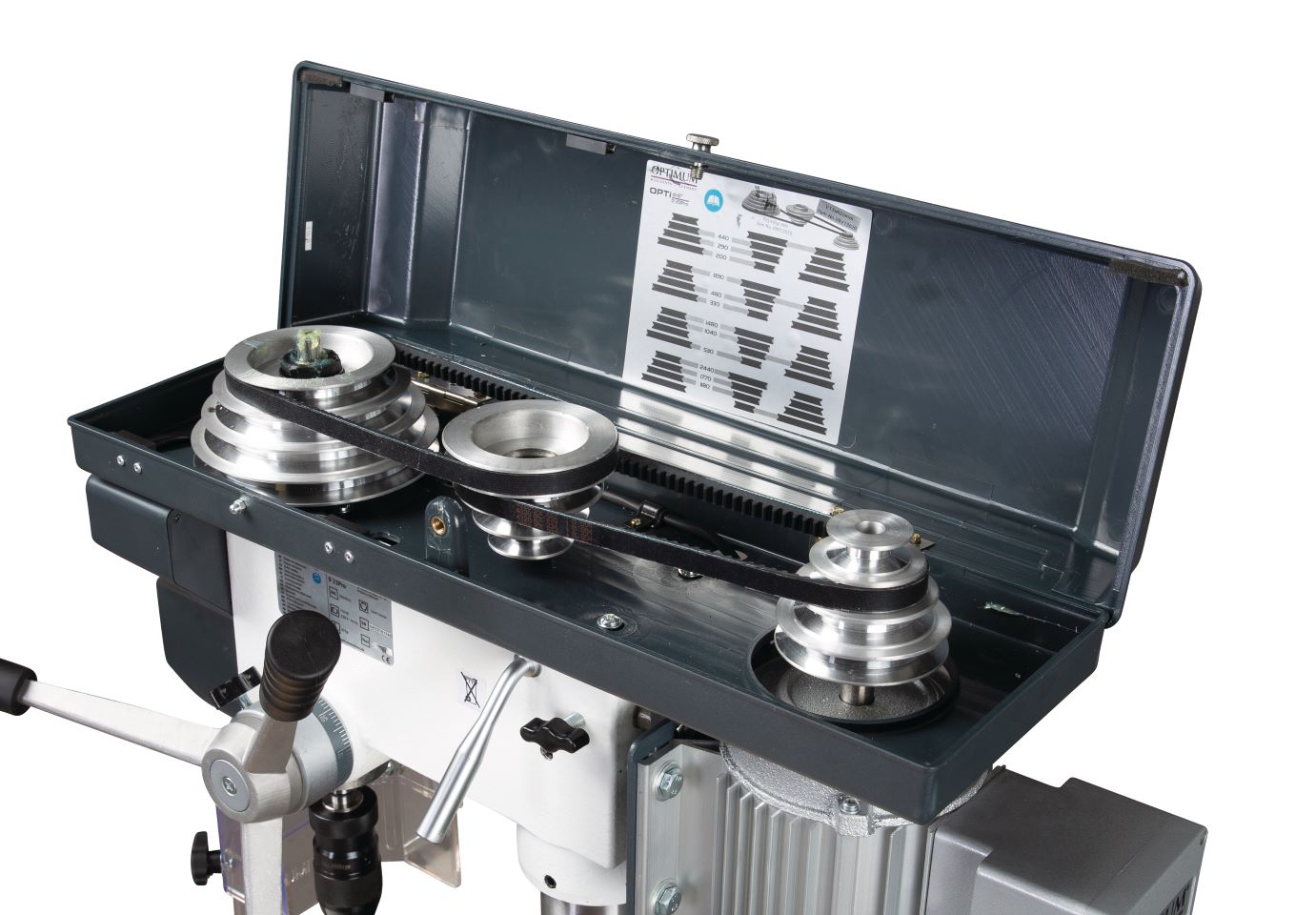 OPTIMUM Tisch- und Säulenbohrmaschine mit Keilriemenantrieb D 23Pro SET 400V