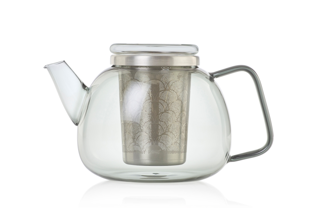 AdHoc Yuna TK61 Teekanne mit Feinfilter 1,2 l Borosilikatglas Edelstahl