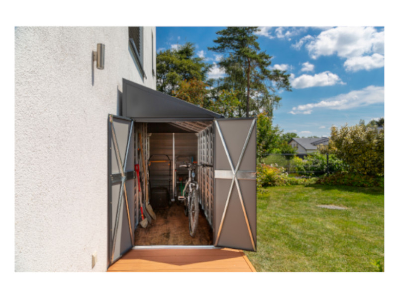 SPACEMAKER Anlehngerätehaus aus Metall "4x7" 124x203x208 grau