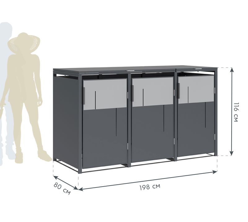 WESTMANN Mülltonnenbox 3er Tonus 3