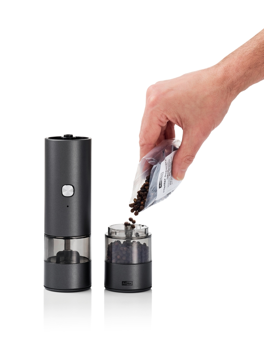 AdHoc i.Mill Duo EP143 Elektrische Pfeffer- & Salzmühle USB-C 23,5 cm Dunkelgrau
