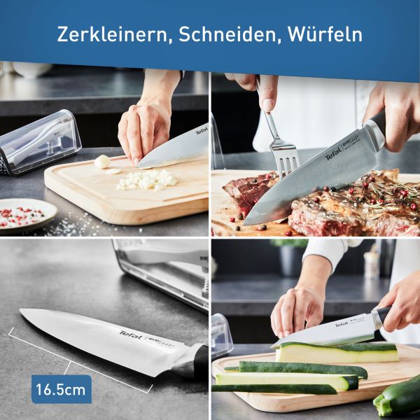 TEFAL Ever Sharp Kochmesser 16,5 cm, eingebauter Schärfer - K25690