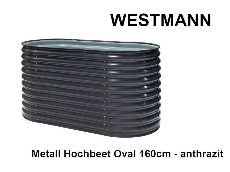 WESTMANN Hochbeet Metall Oval 160x80x82 cm anthrazit